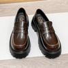 Fashion Thick Soled Genuine Leather Lefu Shoes for Women 2024 New Autumn Retro Brown British Style Small Leather Shoes JK Single Shoes