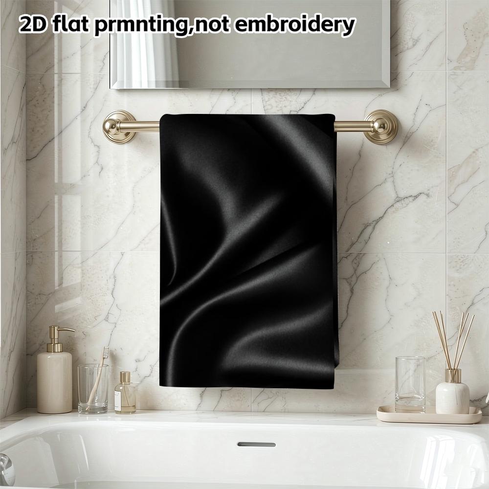 Luxury Black Satin Texture Towel, Soft Absorbent Daily Shower Towel