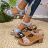 New summer European and American style chunky heel sandals for women, plus size, casual style.