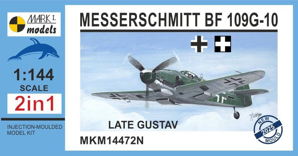 Mark I 1/144 Bf109G-10 „Späte Gustav“ (2 Kits) Plastikmodellbausatz MKM 144072N (Flugzeug)