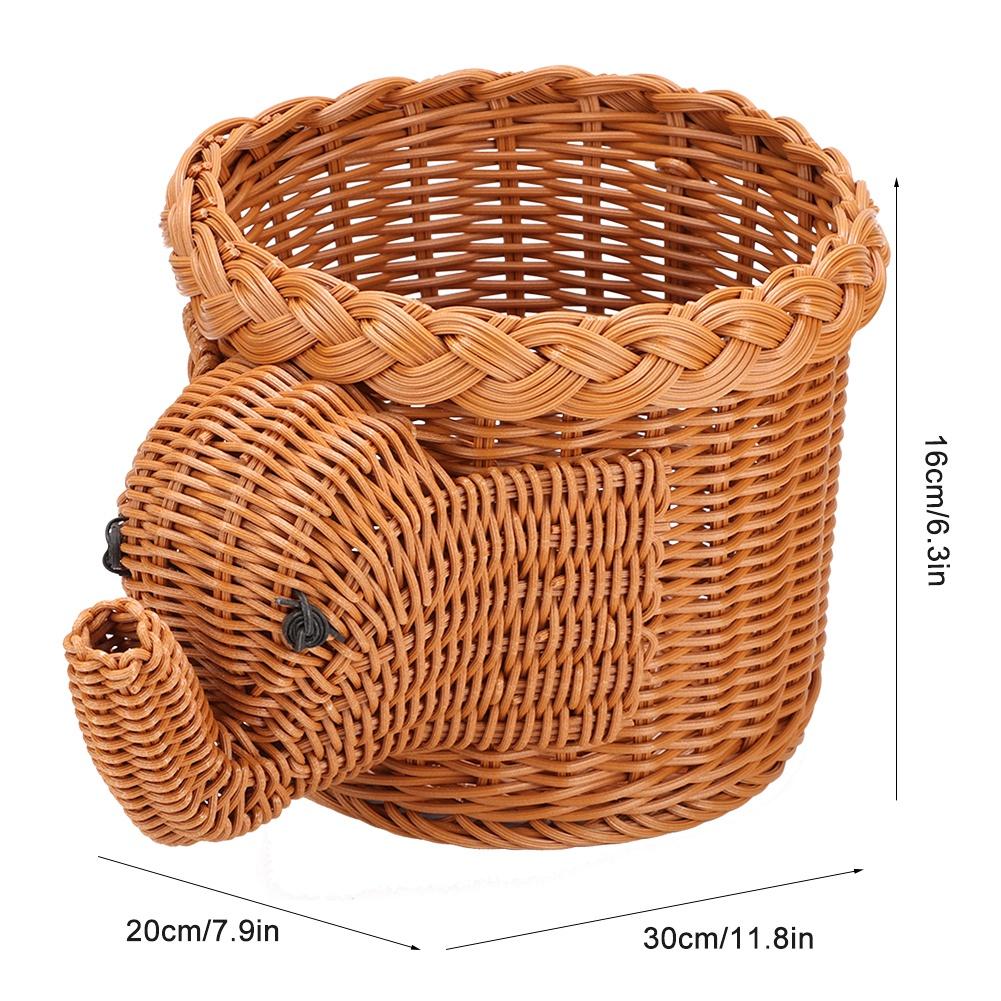 Cartoon Elefantenform Rattan Brot Obst Snacks Aufbewahrungskörbe Lebensmittel Servierkörbe(Braun)