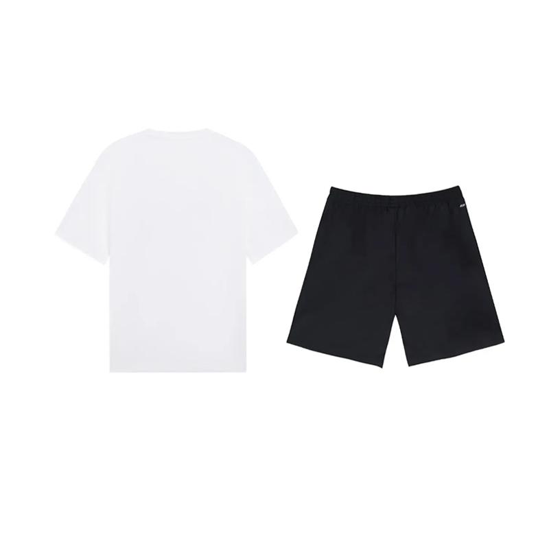 Li Ning Graffiti Logo Printed Fashion Trendy Design Versatile Round Neck Pullover Short Sleeve T-Shirt Casual Sports Set AHSUB03-2+YKSV147-2