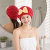 Dry Hair Cap, Bow Decor Soft Thickened Fabric Hair Towel, Ultra Absorbent Hair Wrap for Women Bathing Skin Care