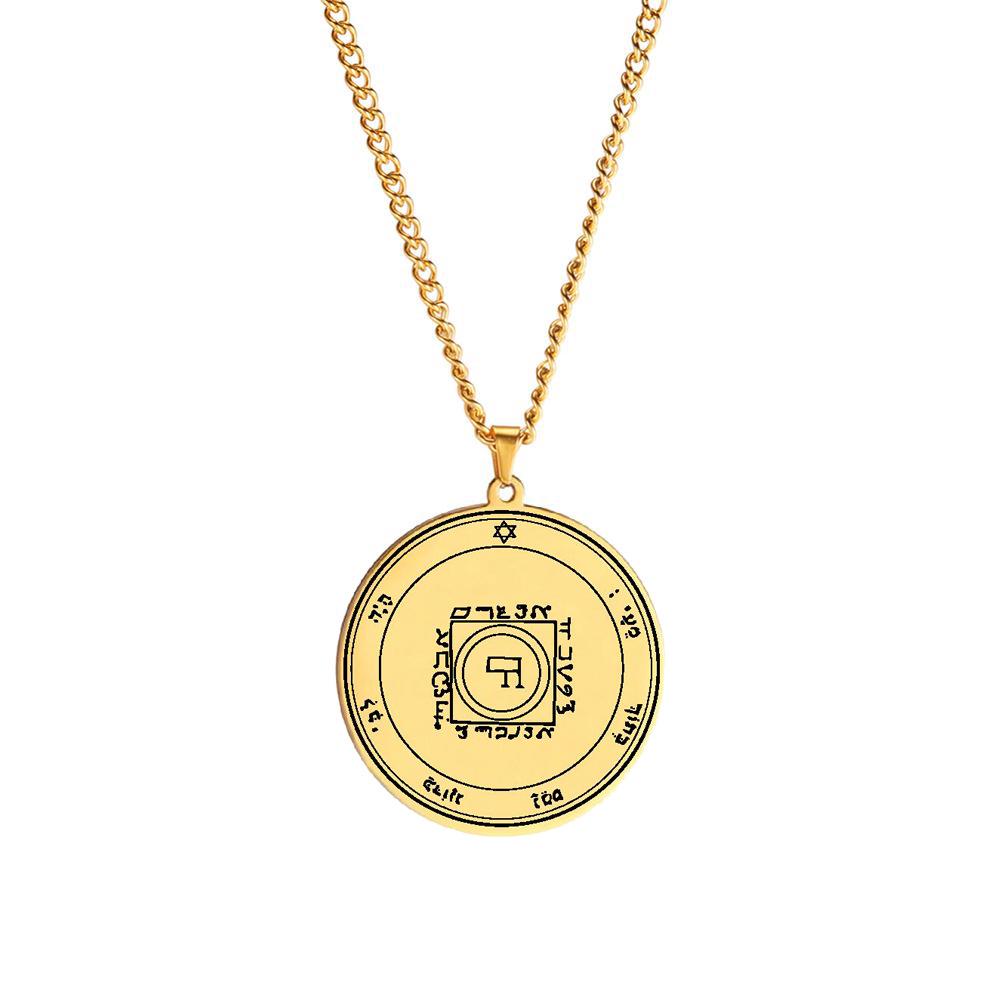 Edelstahl Siegel Salomos Amulett Halskette: Jupiter, Mars, Merkur, Mond, Saturn, Sonne, Venus