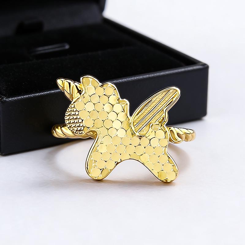 Luoxi Temple Jewelry S925 Sterling Silver Crushed Ice Unicorn Zodiac Ring for Women Size 8