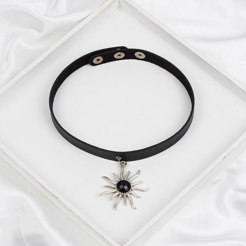 Punk Choker Collar Necklace Pu Leather Goth Rivets Choker Necklace Pendientes Party Club Sexy Gothic Femme Jewelry