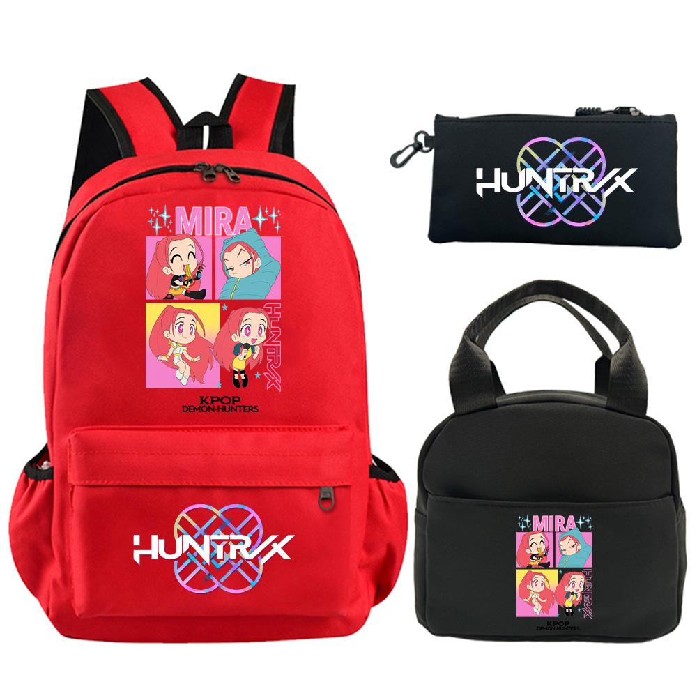 3 st/set Anime Tryckt Ryggsäck med Axelväska Pennfodral för Tonåring Student Pojke Flicka Skolväska Stor Kapacitet Vattentät Bokväska Barnpresent