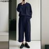 INCERUN Two Pieces Autumn Men Long Sleeve Pullovers Long Pants Casual Corduroy Sets Outfits