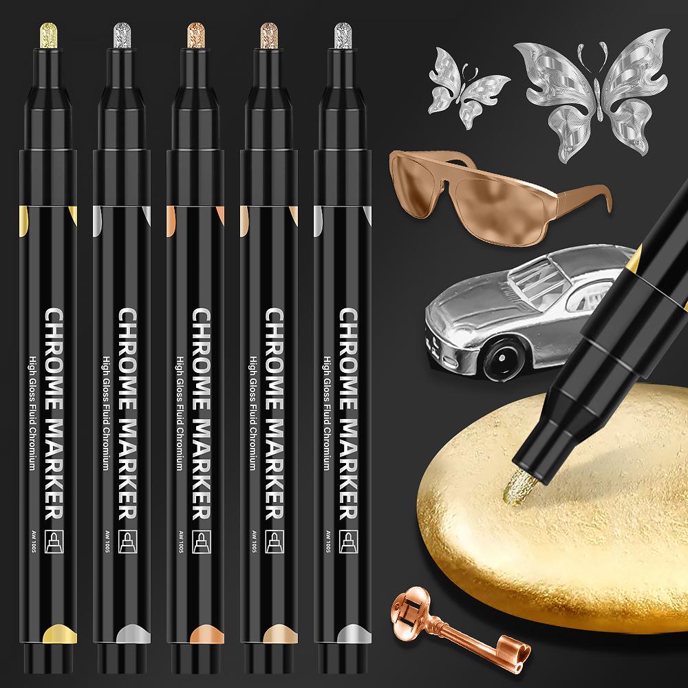1-20Pcs Mirror Marker Pen DIY Reflective Paint Pens Mirror Markers Chrome Gold SILVER Marker Signature Car Styling Art Craftwork