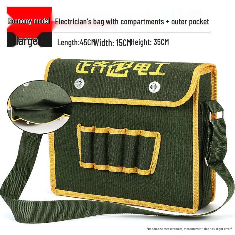 Multifunctional Electrician Crossbody Tool Bag - Canvas, Extra Thick with Large Capacity Pockets for Men
