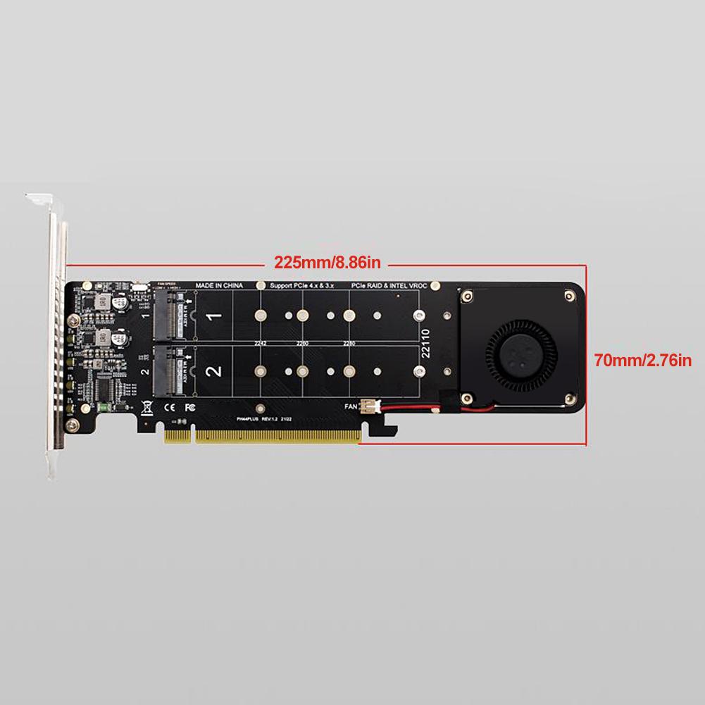 PCIeX16 To M.2 Expansion Card M Key 4 NVME M2 NVME Extended Card 4x32Gbps Adapter Board Support M.2 SSD 2280/60/42/30