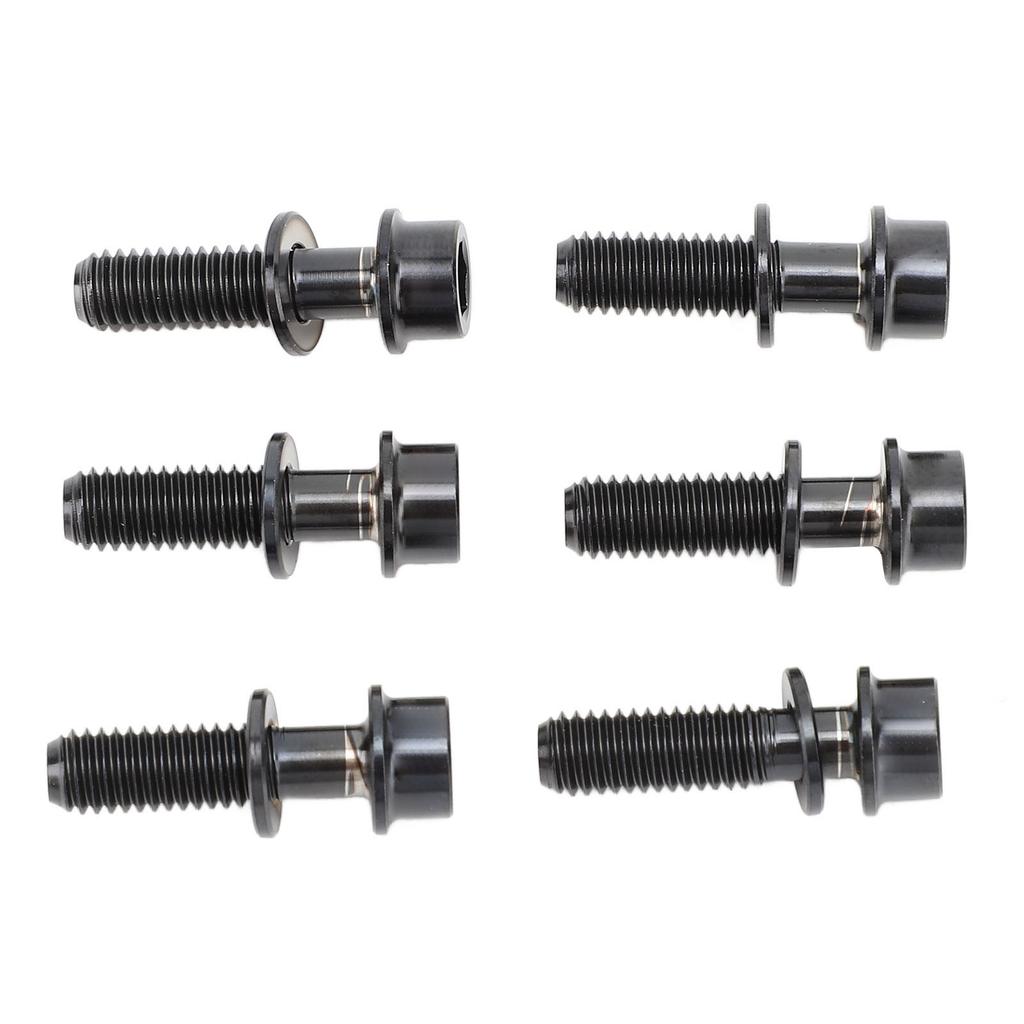 6Pcs Bike Screws Bolts Set Mountain Bicycle Handlebar Stem Ti Alloy with Washer M5x18mm Black