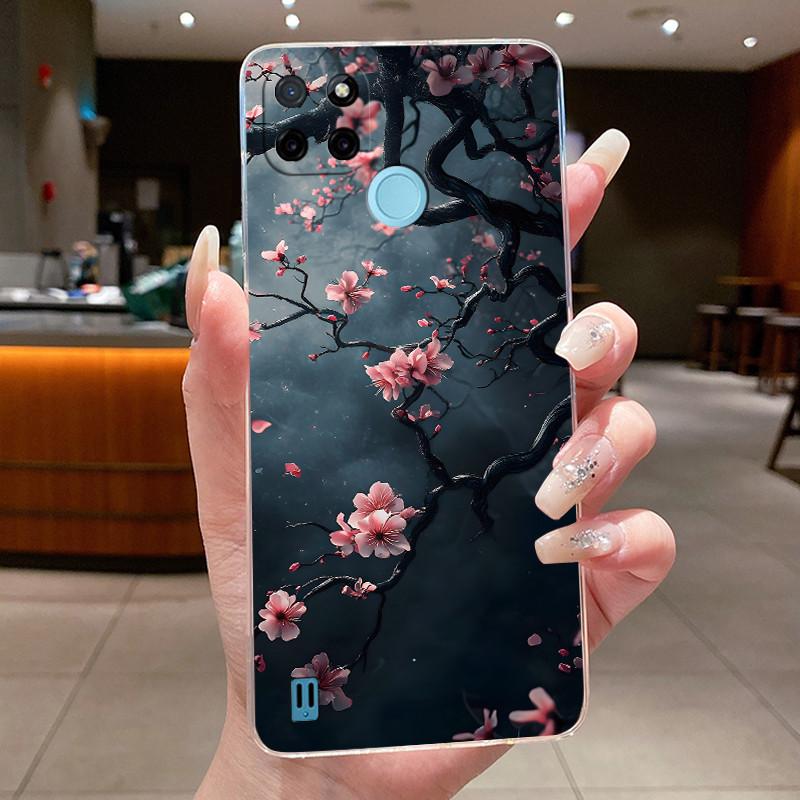 

For Realme C25Y RMX3268 Case C21Y RMX3263 C21 RMX3201 Luxury Fashion Butterfly Flower Casing Soft Silicone Phone Case Back Cover realme C21
