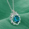925 Silver Necklace for Women with Blue Zirconia Pendant Elegant Wedding Jewelry Gift