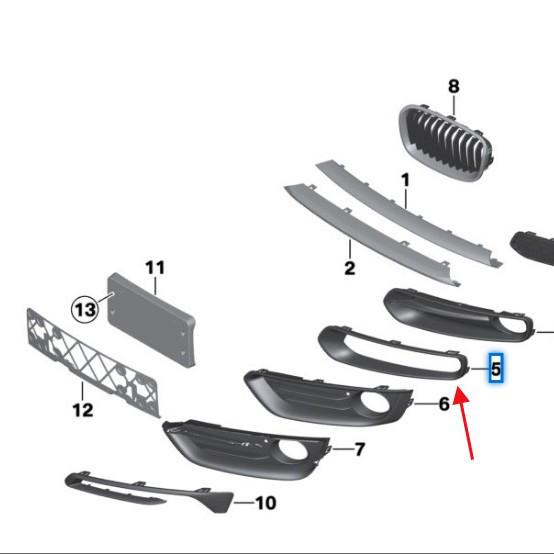 BMW Seria 1 F21 Ornament Cadru Far de Ceață Față (51117310829/30)