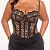Ny li ize orset op sexigt leopardprickigt mönster bär storlek stor korsett fiskbensbehå