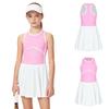 Girls Sports Tennis Dress Color Block Sleeveless Bubble Hem Sundress with Integrated Shorts for Golf Casual