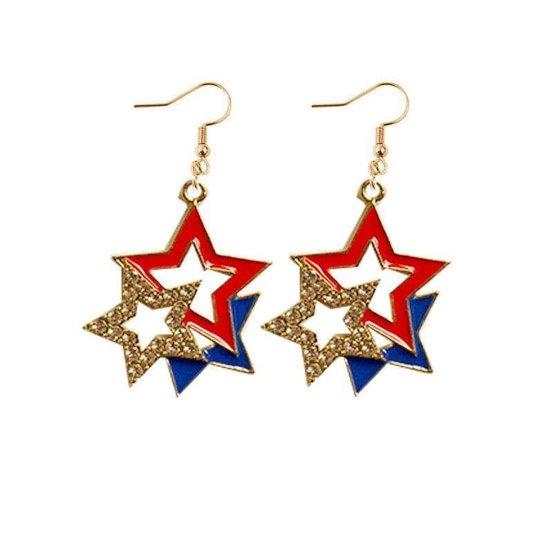 Independence Day Flag Hat, Slippers, Love Earrings, Red, White And Blue Striped Flag Earrings