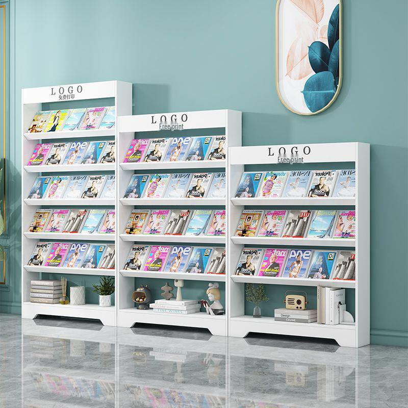 Wooden Floor-Standing Magazine and Newspaper Rack: Office Display and Storage for Books and Promotional Materials.