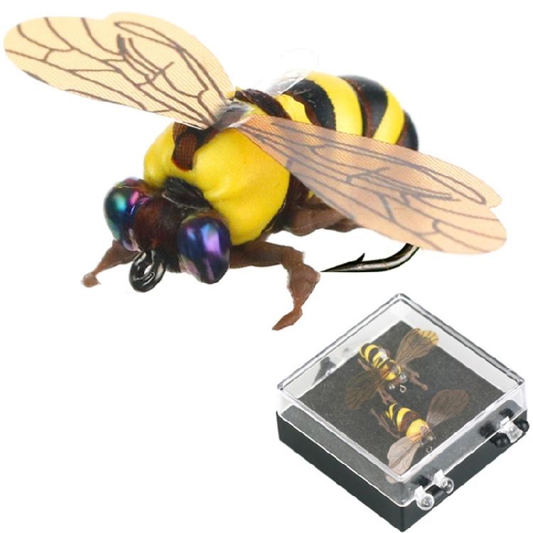 2 szt. Pływające przynęty na muchy i pszczoły z pudełkiem Sztuczne przynęty owadzie Atraktanty Sprzęt wędkarski Haczyki do wędkarstwa muchowego Przynęty