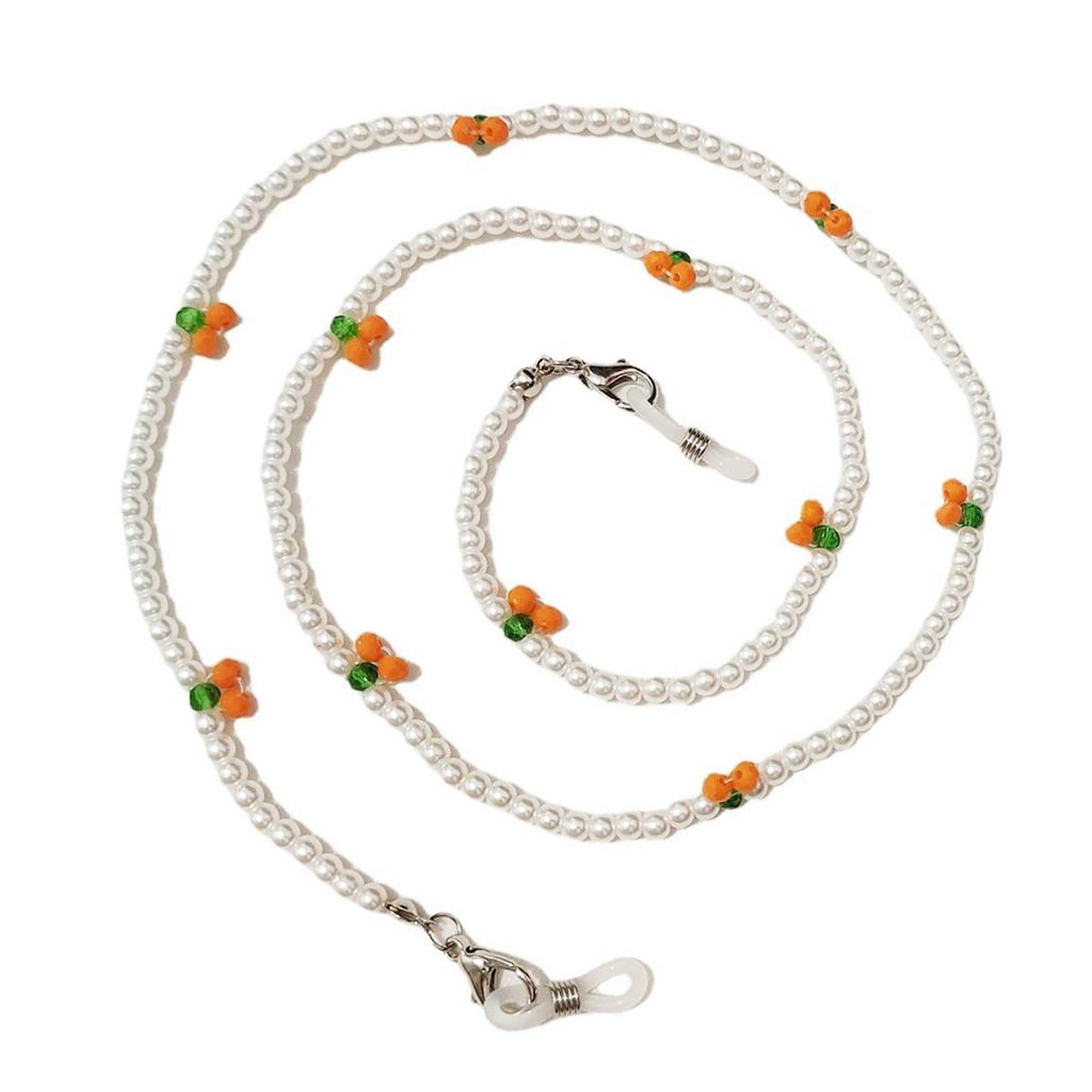 Retro Łańcuszek do Okularów z Wiśniami Wyrafinowany Smycz do Okularów Dodatek Z Ozdobami z Pereł i Wiśni