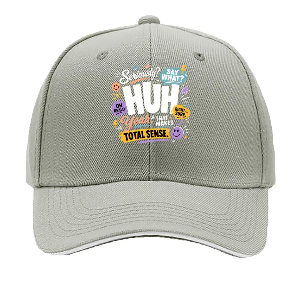 Playful Huh Quote Typography Layout Hip Hop Hat Fashion Outdoor Sports Sandwich Baseball Cap