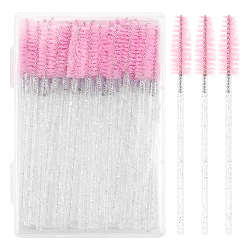 50-Pack Disposable Crystal Handle Eyelash Brushes