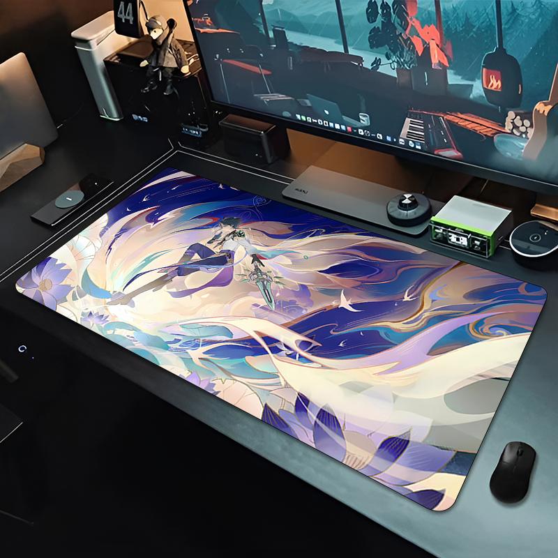 Gaming Mouse PadLarge Desk MatAntislip Stitched Edges Moonlit Mythical Deer Anime Print Keyboard Pad for Gamer Home Office