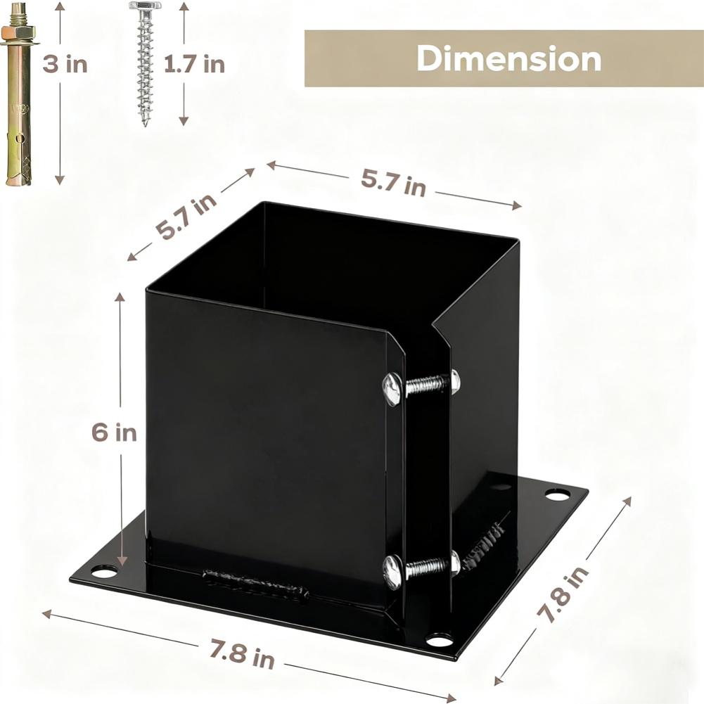 Stahl 6x6 Pfostenfuß Ankerhalterung Rostbeständig Verschraubbar Stütze Für Holzzaun Briefkasten Terrasse Bauhardware für Außenbereiche