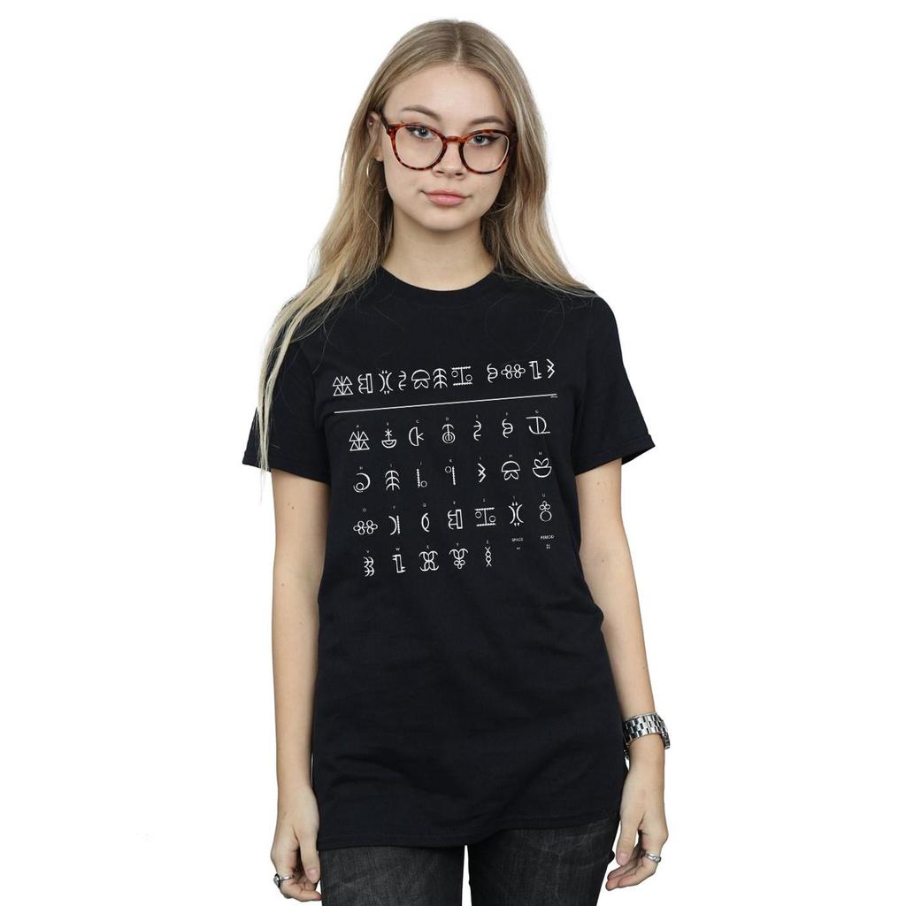 Disney Womens/Ladies Artemis Fowl Gnommish Alphabet Cotton Boyfriend T-Shirt