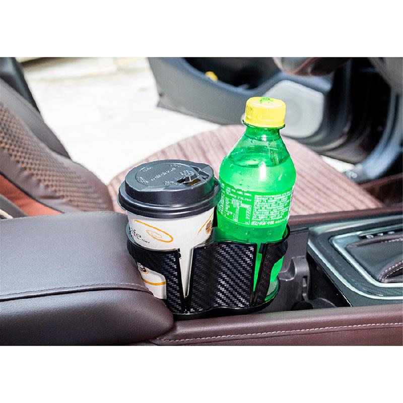 Multifunctional Black Carbon Fiber Color Car Storage Box Cup Holder Organizer X1