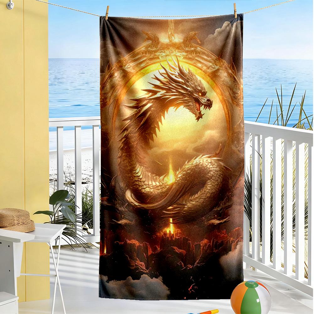 Dragon Beach Towel High Absorbency & Quick-Dry Comfortable Lightweight