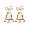 Crystal Xmas Dangle Earrings Star Christmas Bell Pendant Trendy Merry Christmas Earrings  Winter