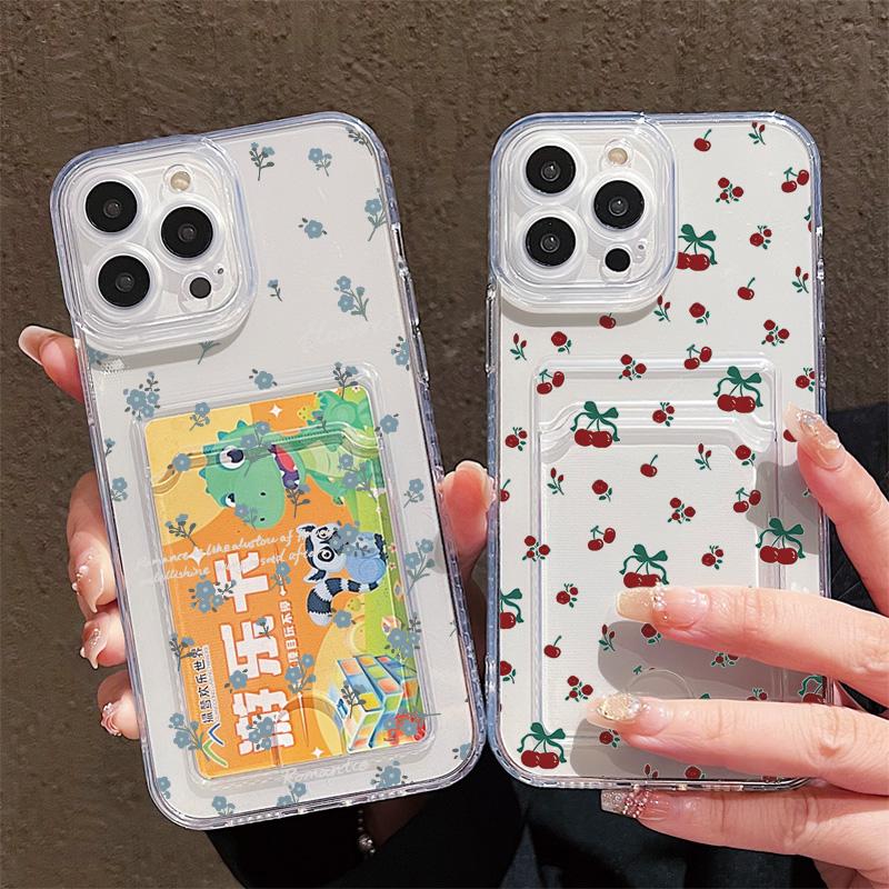 Kortholder Silikon Lommebok Lomme Etui For Samsung S23 S24 S25 Ultra Xiaomi Redmi Note 14 13 12 11 Pro Oppo A38 A58 A78 Deksel Gjennomsiktig Telefon Støtfanger