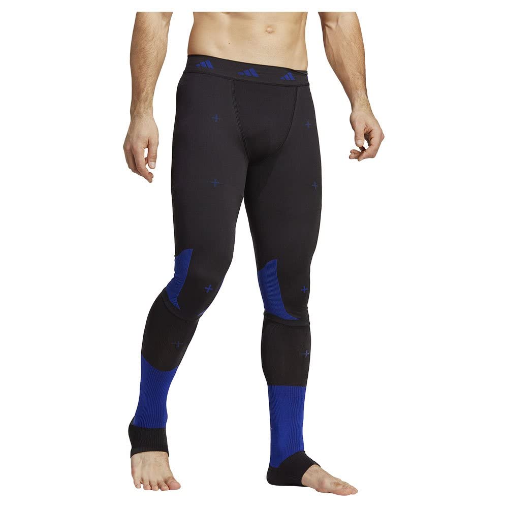 Adidas Techfit Recharge Sports Tights, Men's, Black/Lucid Blue (IB6075), Size XS