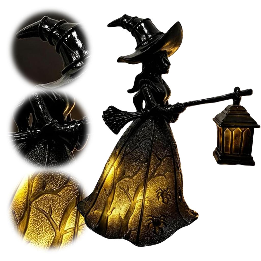 Gothic Style Spooky Atmosphere Lighting Home Decor Stained Glass Gothic Witch Hat Lamp Unique Centerpiece for Spooky Vibes