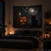 Halloween Tapestry, Pumpkin Spider Web, Black Cat Moon Print Wall Hanging, Bedroom Party Wall Decoration