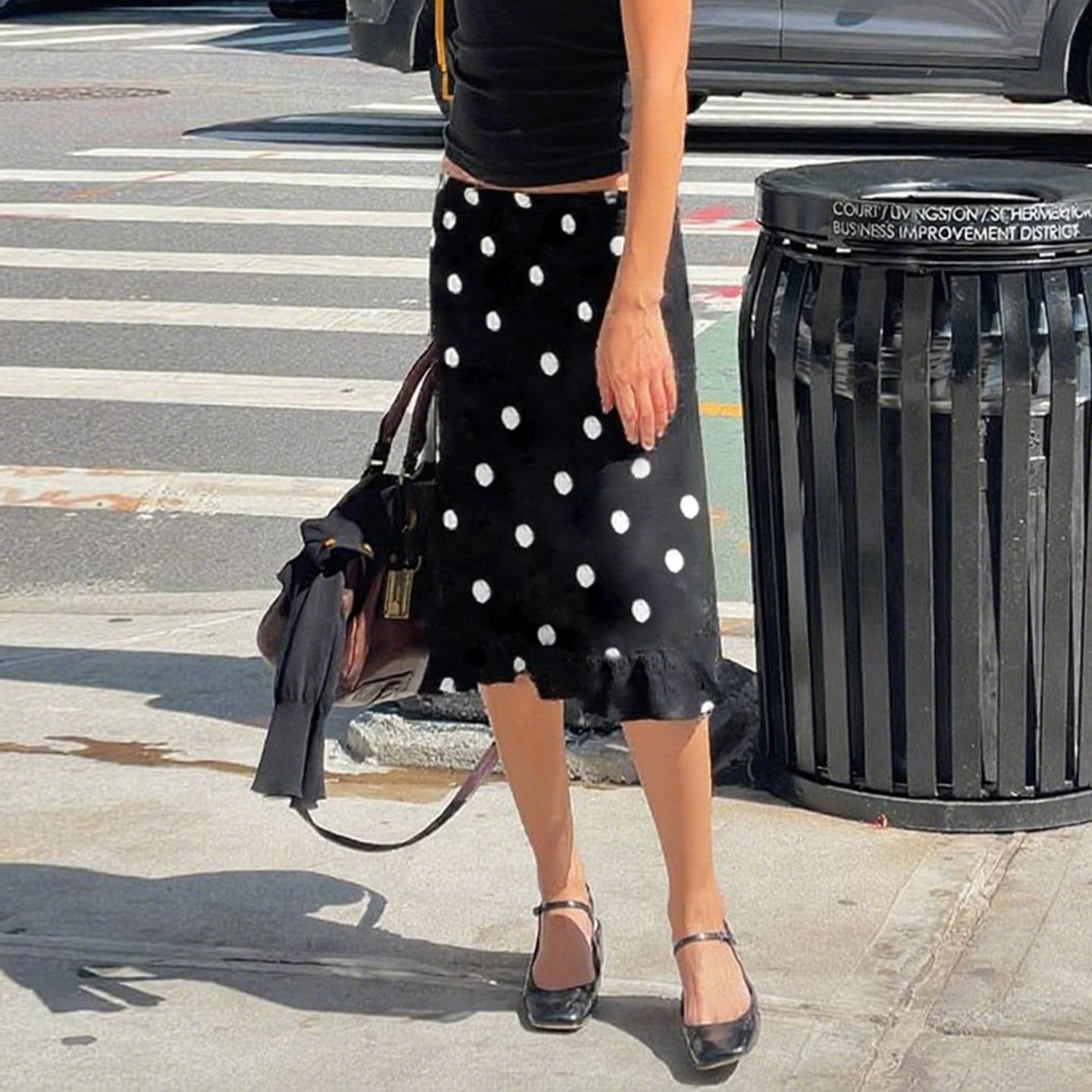 Womens Pleated Elegant Midi Elastic Waist Skirt M