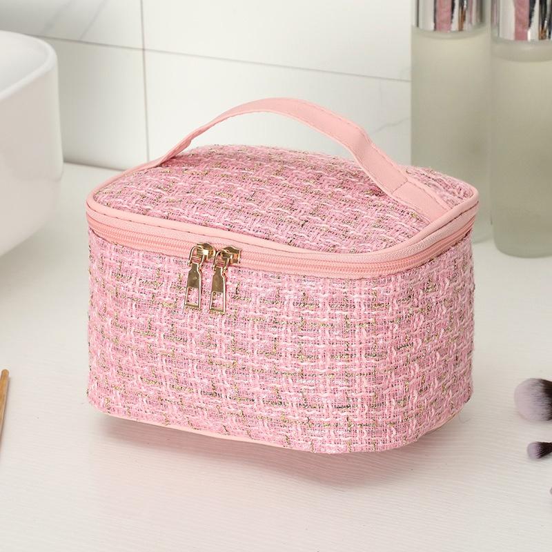 Large Capacity Cosmetic Bag Portable Handheld Makeup Storage Organizer High Aesthetic Value Polyester Travel Toiletry Pouch