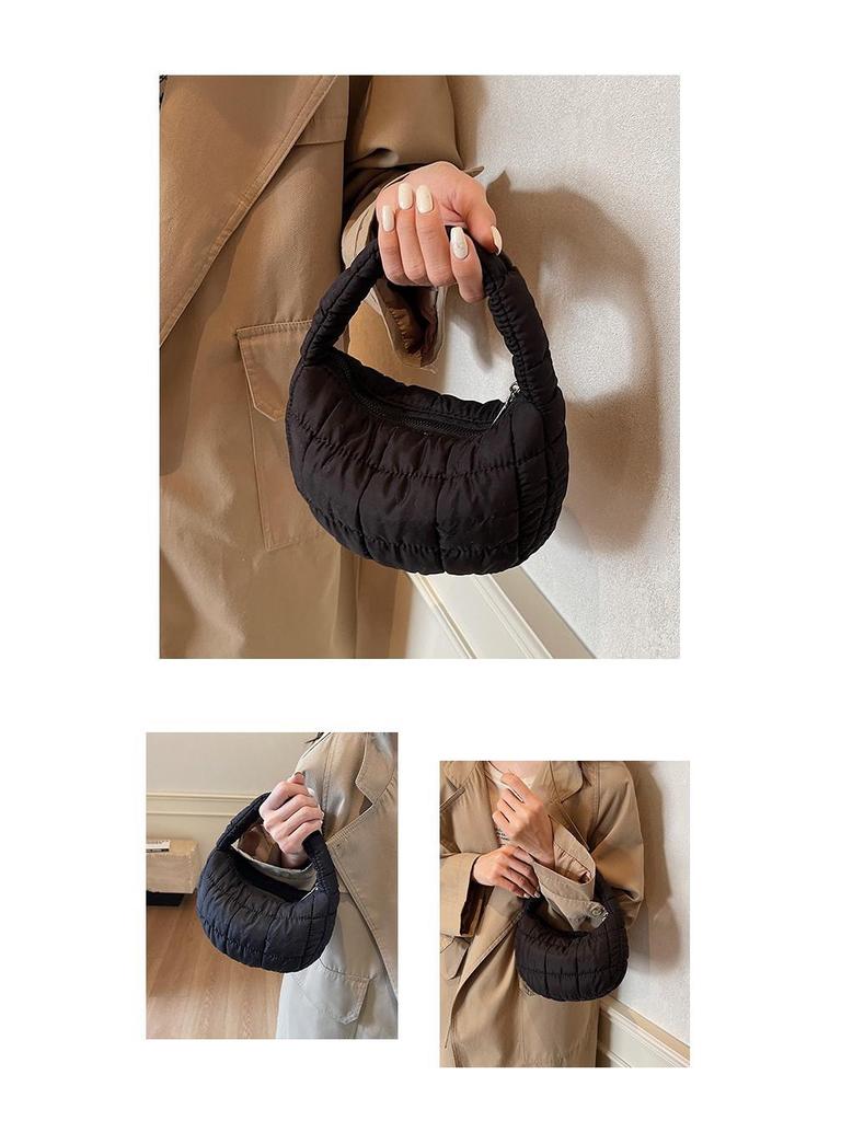 Korean Pleated Plaid Cloud Mini Handbag 2024 – Chic Downy Underarm Bag