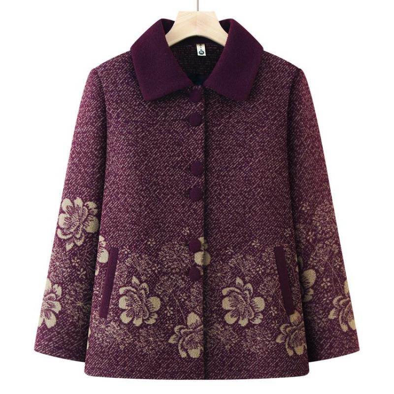 

Осенне-зимние шерстяные куртки, зимняя одежда, утепленные теплые топы для пожилых женщин 5XL [recommended 150-80kg] фиолетовый