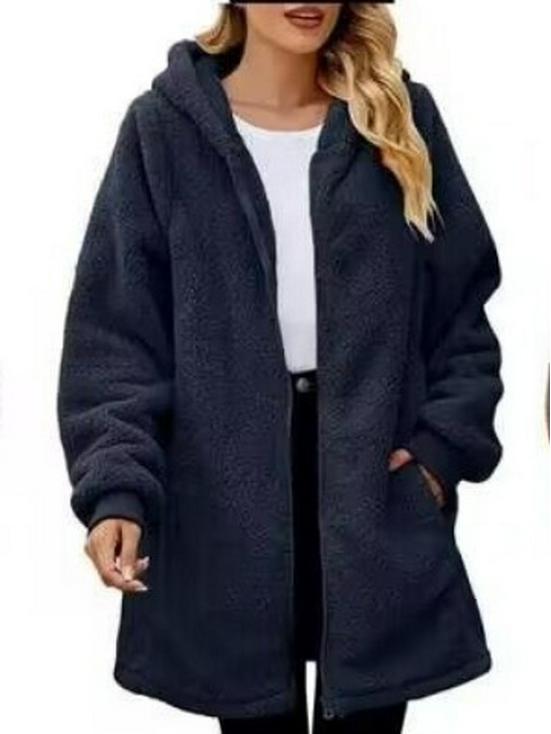 2025 Winter Women's Plush Hooded Zipper Cardigan Jacket - European & American Style