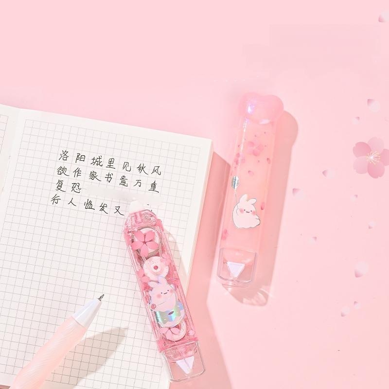 1pcs BuYoYO Correction Tape Glue Tape 2 In 1, Kawaii Rabbit Cherry Blossom Double Sided Design