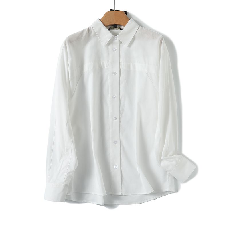 

Spanish Single ~ M Series Shirt French Minority Work Clothing Lapel Versatile Cotton and Linen Blended Casual Long Sleeves Shirt for Women White(AD2889) S