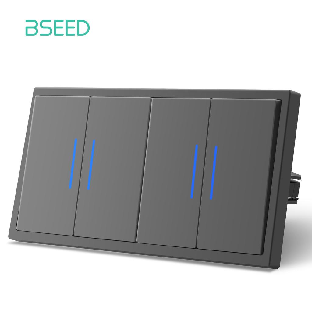 BSEED 1/2-modulový nástenný vypínač svetla Mechanické tlačidlá Vypínač 1-cestný EÚ štandard Plastové rámčeky LED indikátor Rýchle pripojenie vodičov