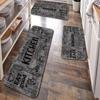 Schwarzes Küchenmatten-Set - Buchstabendesign Flanell-Fußmatte, Waschbarer, lichtbeständiger Stehpolster für Schlafzimmer- und Wohnzimmerdekoration