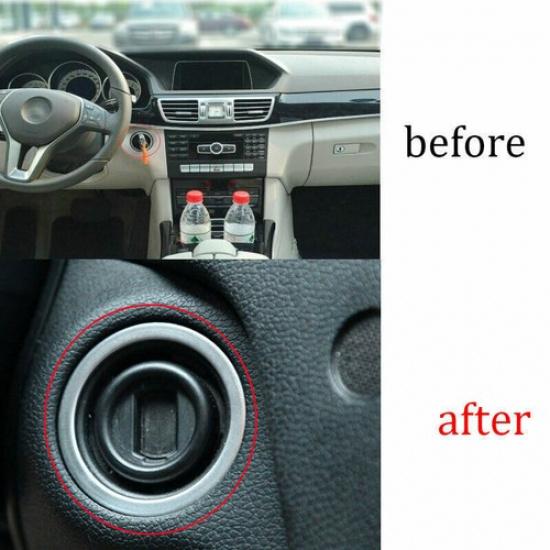 Cover Trim For Benz E-Class Start Button Ignition Switch Silver Steel 2009-2015