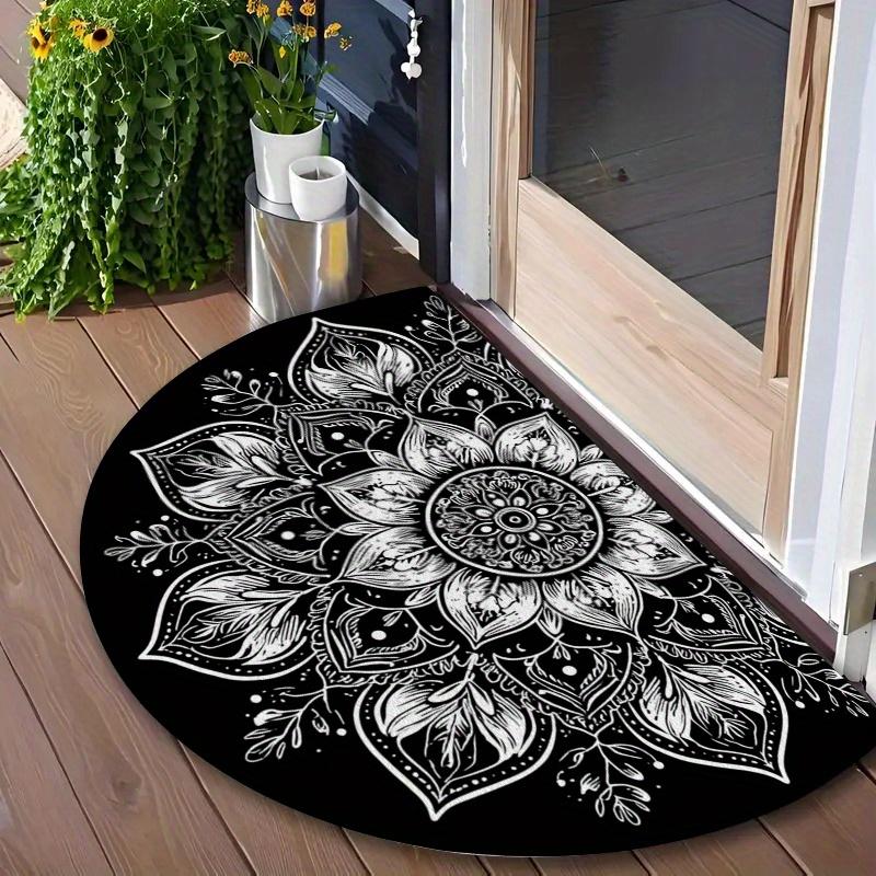 1Pcs Mandala Semi Circle Welcome Doormat Non-Slip for Outdoor Patio Porch Kitchen Bathroom Entryway Floor Mat