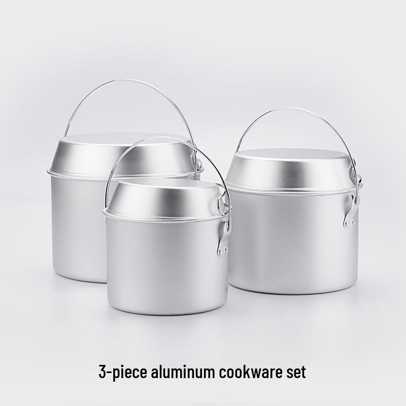 Three-Piece Aluminum Outdoor Camping Cookware Set 3 Pieces