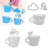 Lot de 5 pochoirs de découpe en métal pour sachets de thé et tasses à café, pour scrapbooking, DIY